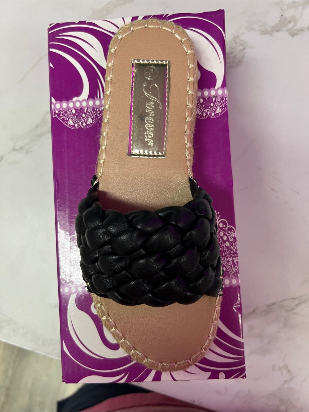 Forever Black Braided Slide Mule